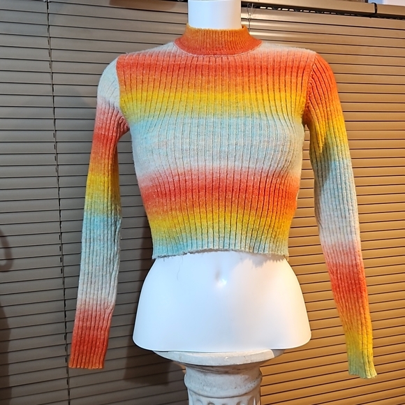 Bershka size S rainbow stripe stretch jumper very good carefully worn condition - Picture 2 of 16